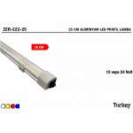 25 cm Alüminyum Profil Led Lamba Şeffaf Cam