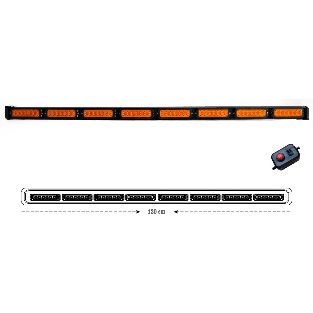 120 cm Fonksiyonel Led Bar Butonlu Sarı 12-24 Volt