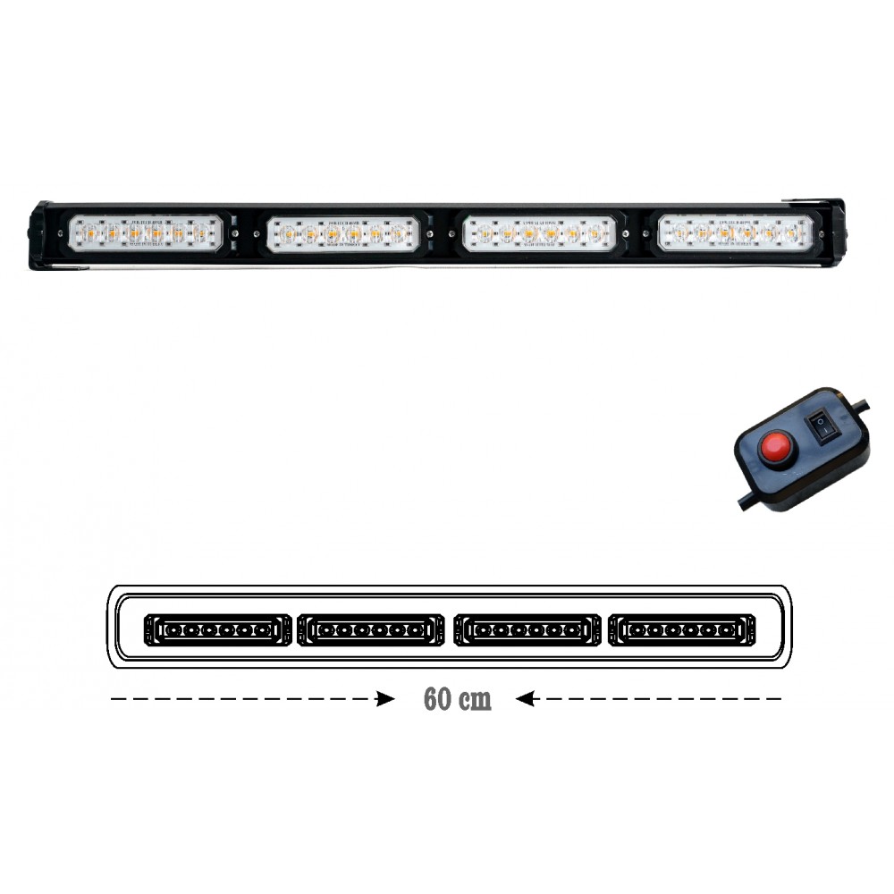 60 cm Fonksiyonel Led Bar Butonlu Ş.Sarı 12-24 Volt