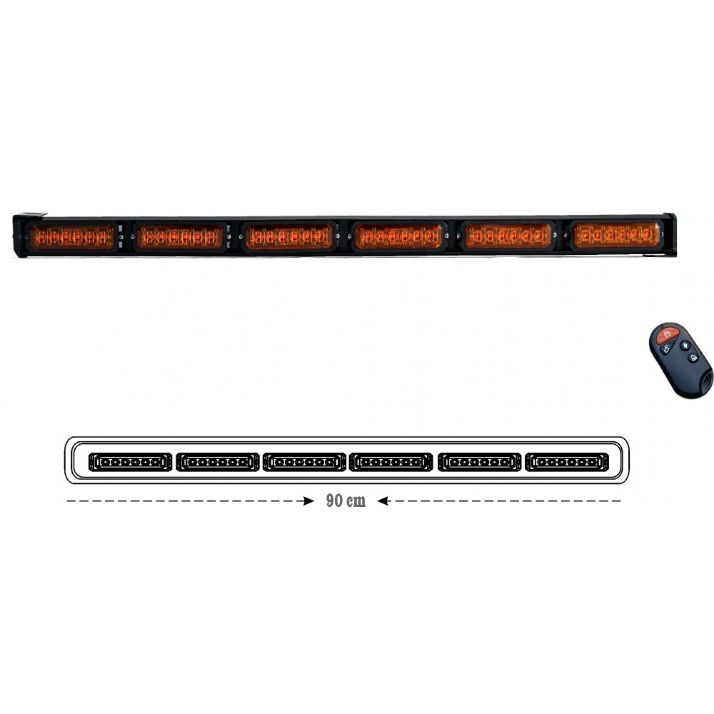 90 cm Fonksiyonel Led Bar Kumandalı Sarı 12-24 Volt