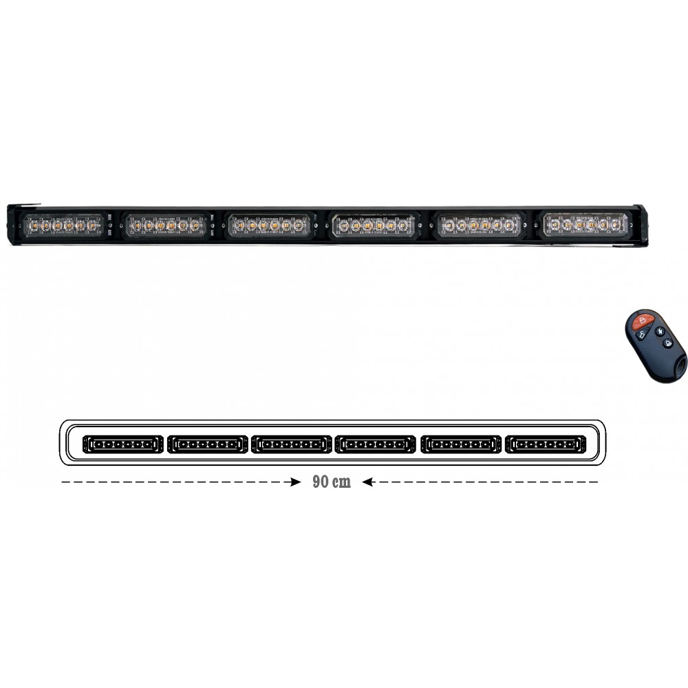 90 cm Fonksiyonel Led Bar Kumandalı Ş.Sarı 12-24 Volt