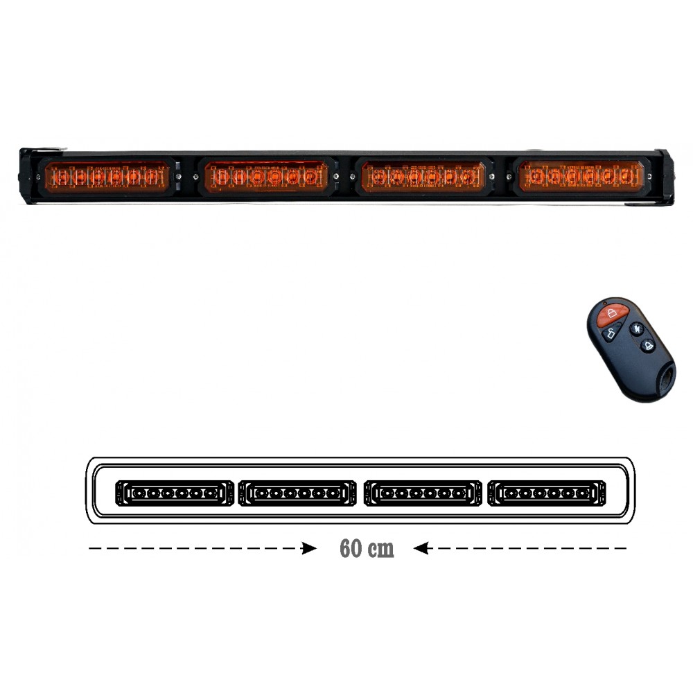 60 cm Fonksiyonel Led Bar Kumandalı Sarı 12-24 Volt